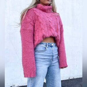 Fuzzy turtleneck sweater